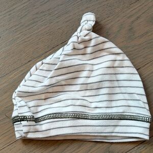 Striped White and Gray Kids Beanie
